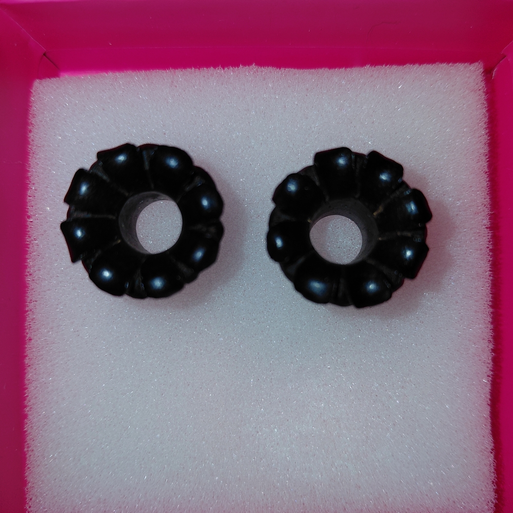 New Mystic Metals Black Wood Floral Hand Craved Tunnels. 00g